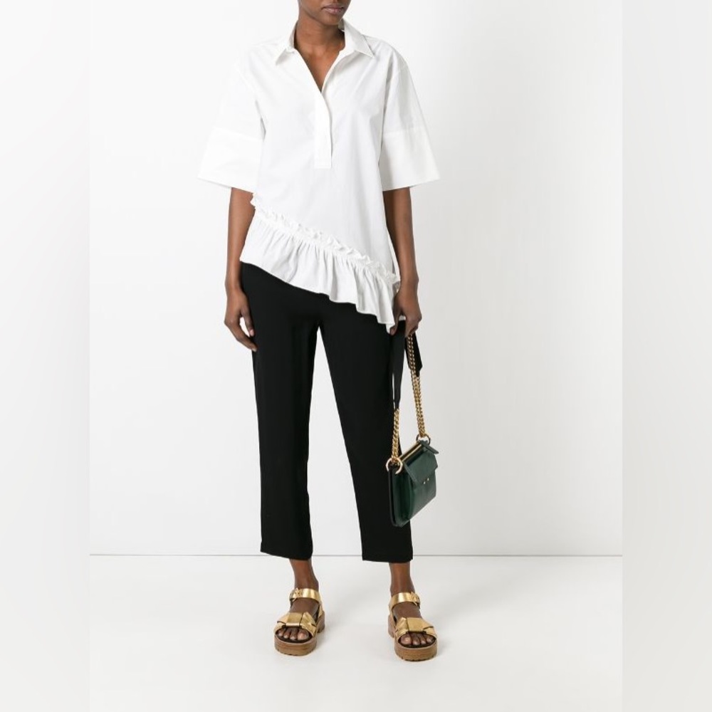 Marni navy elasticated straight-leg crop pants trousers 40/ 8
